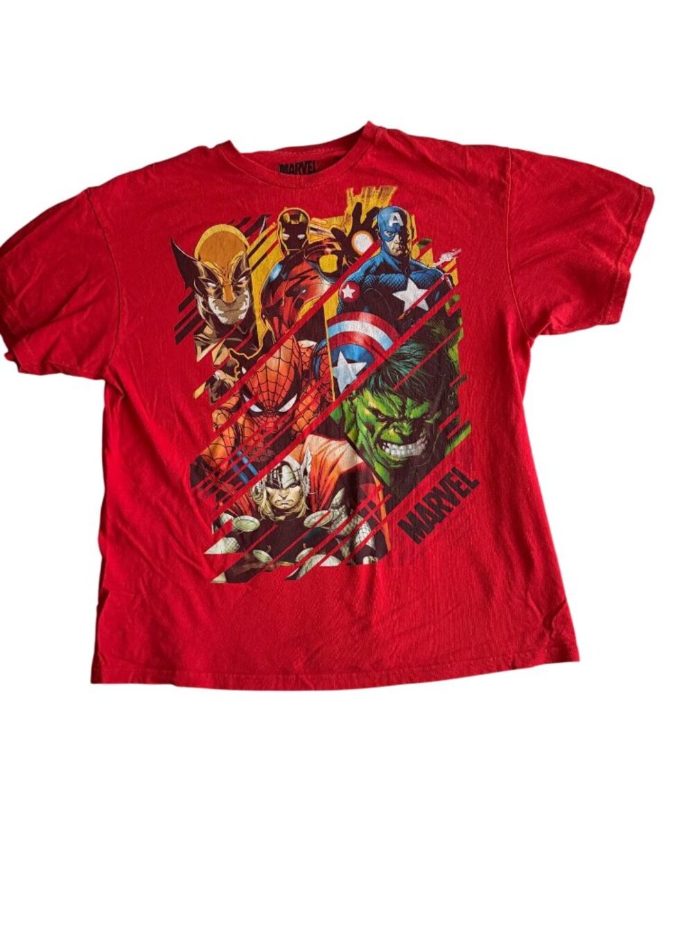 Marvel Red Graphic T-Shirt XL Superhero Comic Design